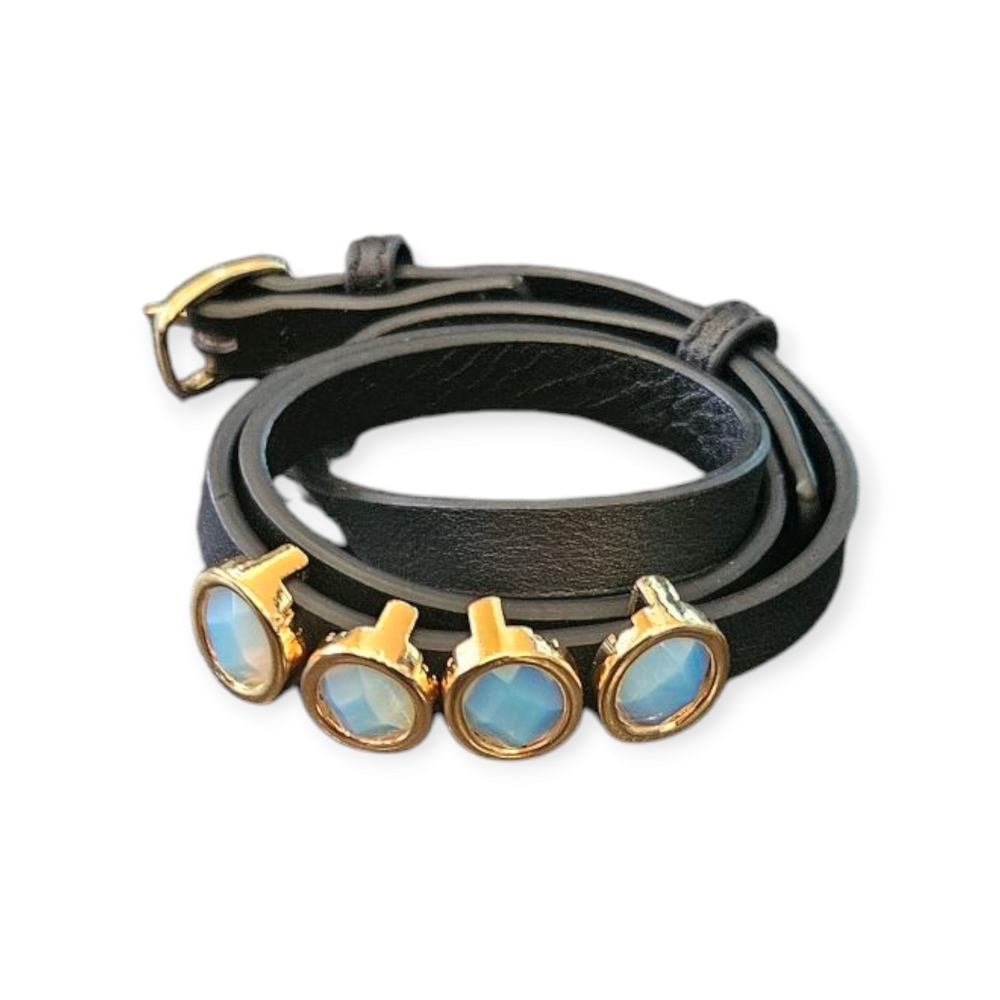 Black Leather Wrap Bracelet - Picture 2 of 4